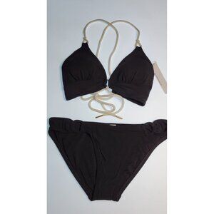 Robin Piccone Bikini Womens Set Top Halter and Bottom Mid Rise Sz Medium #09